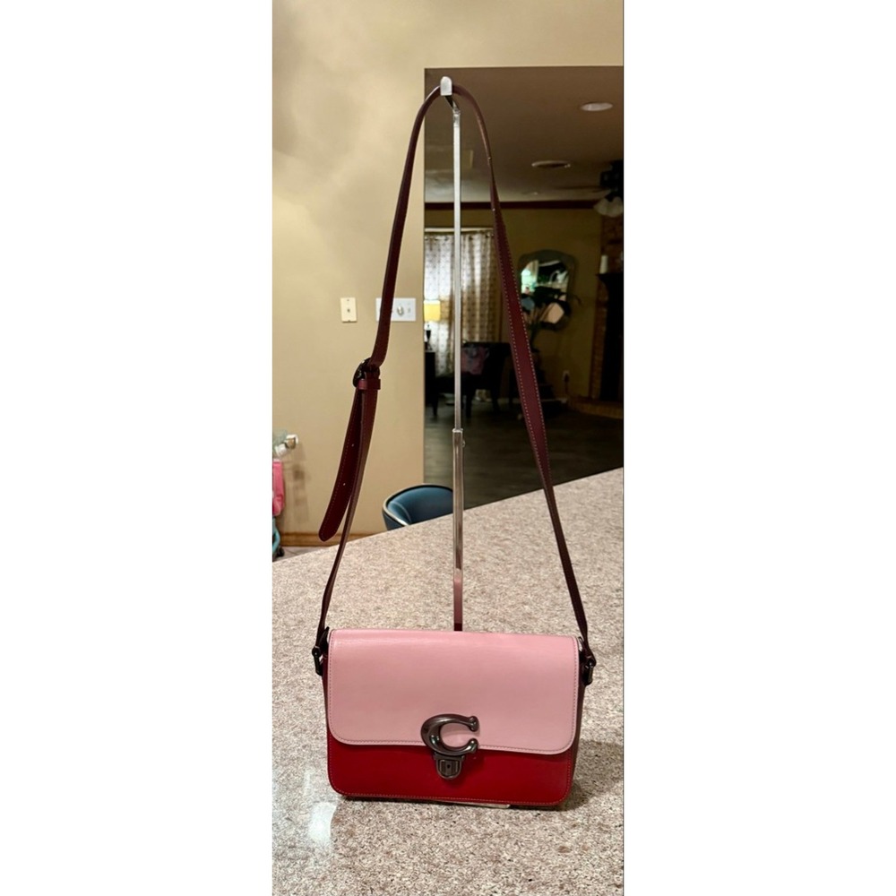 Women's Coach One Size Pink Red Leather Crossbody‎ Bag